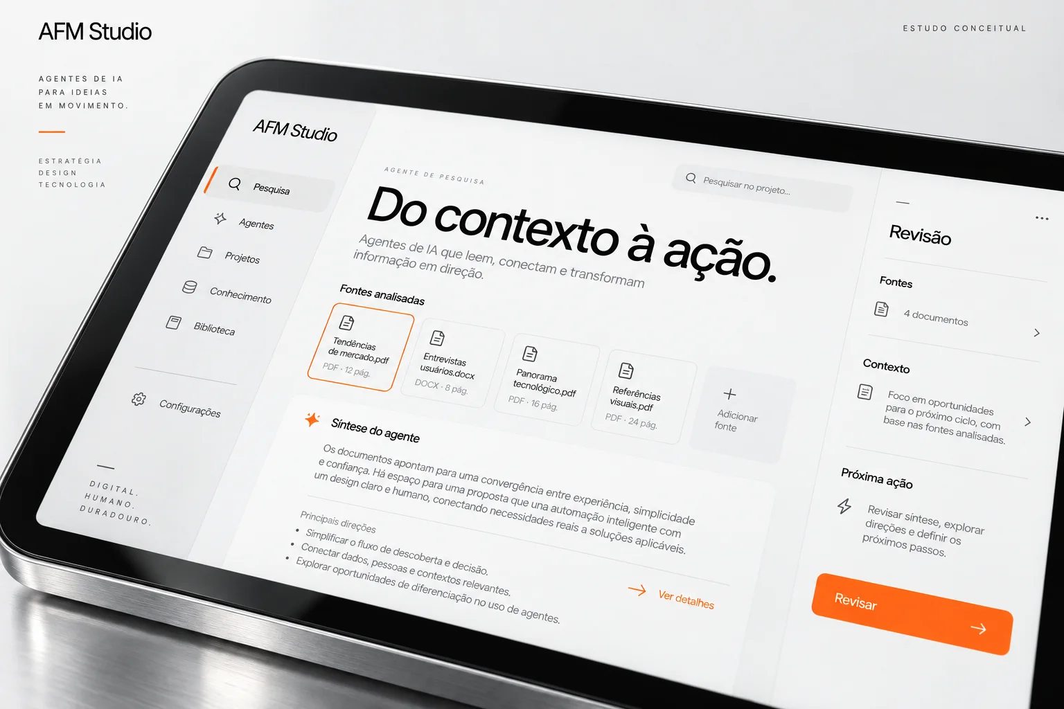 Pesquisa e revisão — detalhe de interface — estudo conceitual